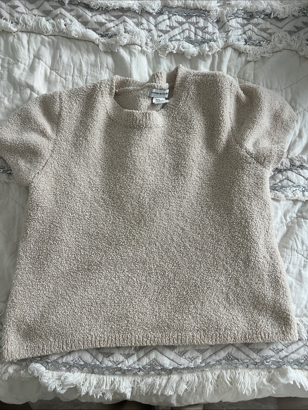 cupcakes & cashmere Cream Short-Sleeve Bouclé Top